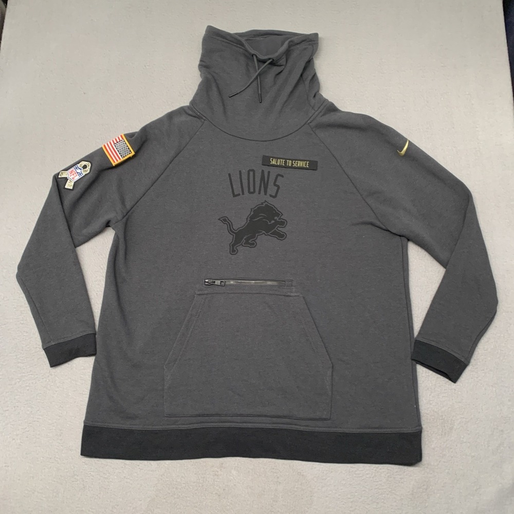 Nike Detroit Lions Salute To Service Womens XL Funnel Neck Hoodie Pullover NWOT